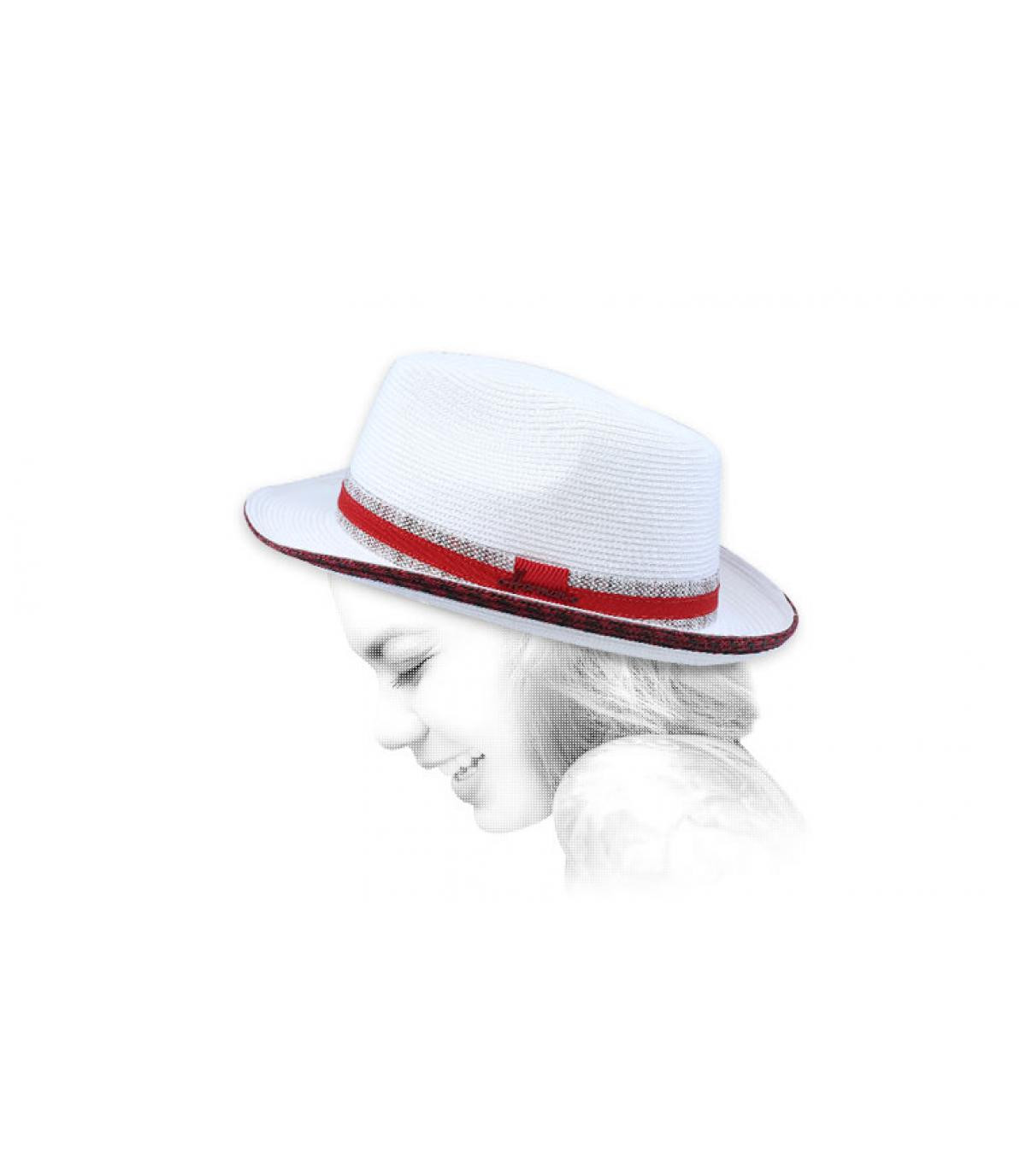 sombrero blanco cinta rojo Don Crush red